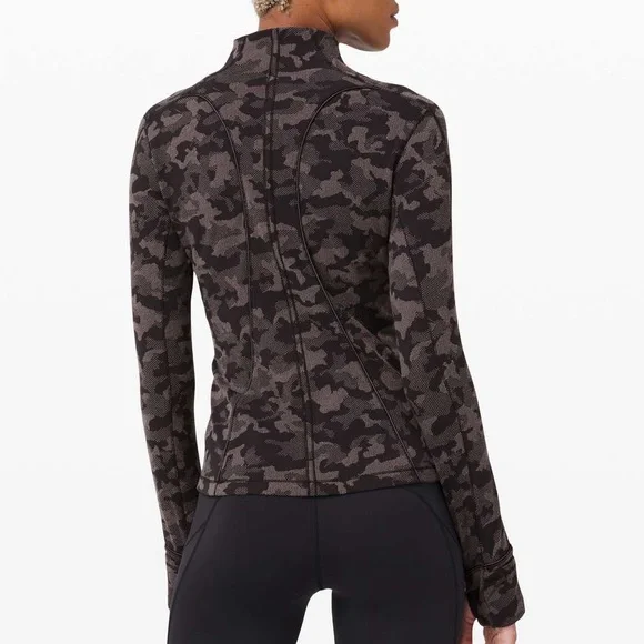 Lululemon Run Briskly 1/2 Zip Jacket Size 2 Heritage Camo Jacquard Black - Picture 2 of 12